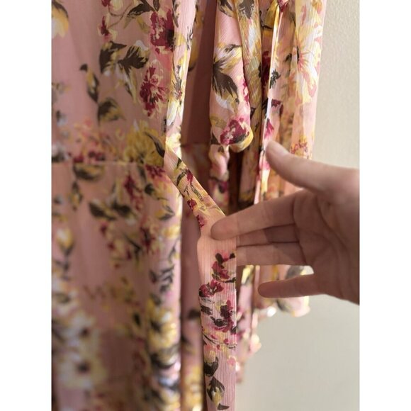 LC Lauren Conrad Ruffle Pink Floral Button Mini Dress Size 3X - Picture 3 of 12